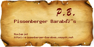 Pissenberger Barabás névjegykártya